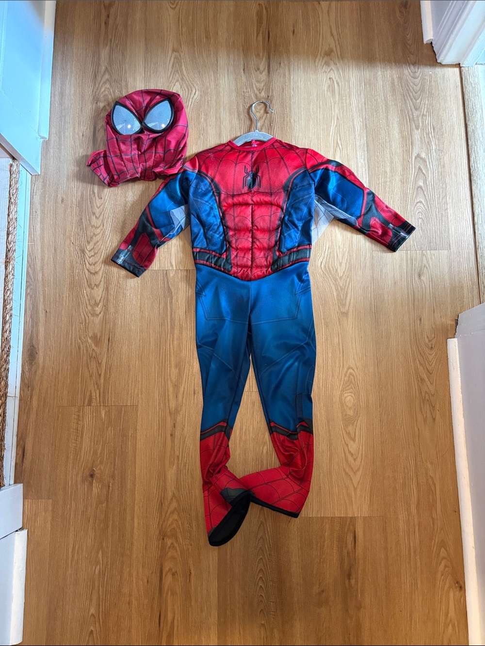 Red & Blue Spider Hero Kids Costume - Muscle Chest Jumpsuit with Mask